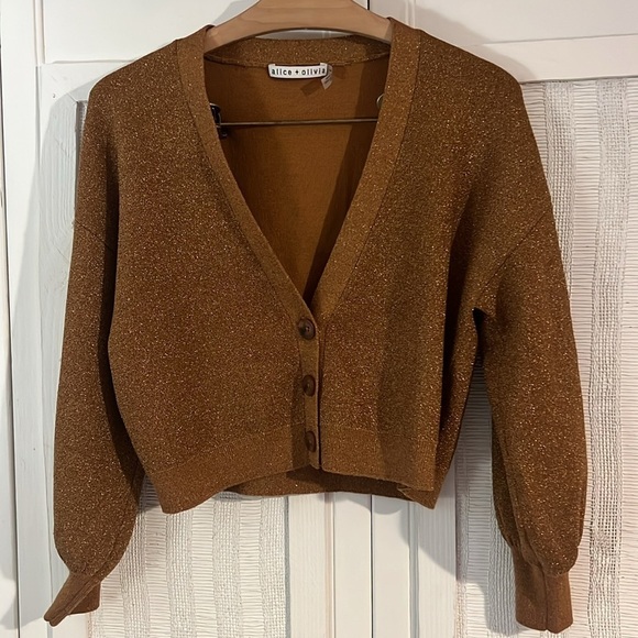 alice + olivia Zelina Metallic Wool-Blend Cardigan size XS - Picture 5 of 8